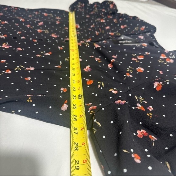 City Chic Spot The Petal Black Floral polka dot print Relaxed fit Button Up XXL - Picture 5 of 15